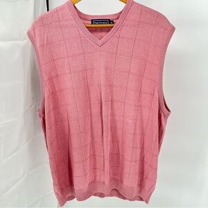 Paul Fredrick Mens 100% Silk Sweater Vest Size XXL Square Design Golf Casual